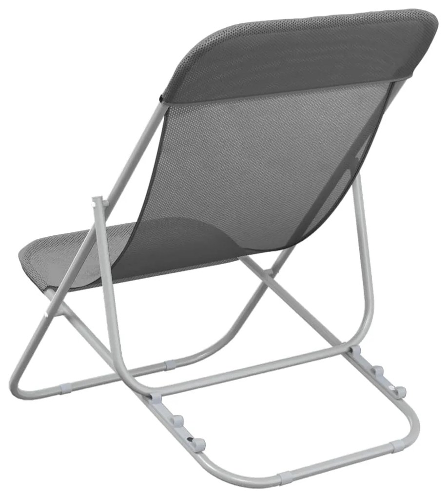 Cadeiras praia dobráveis 2pcs textilene/aço revestido pó cinza