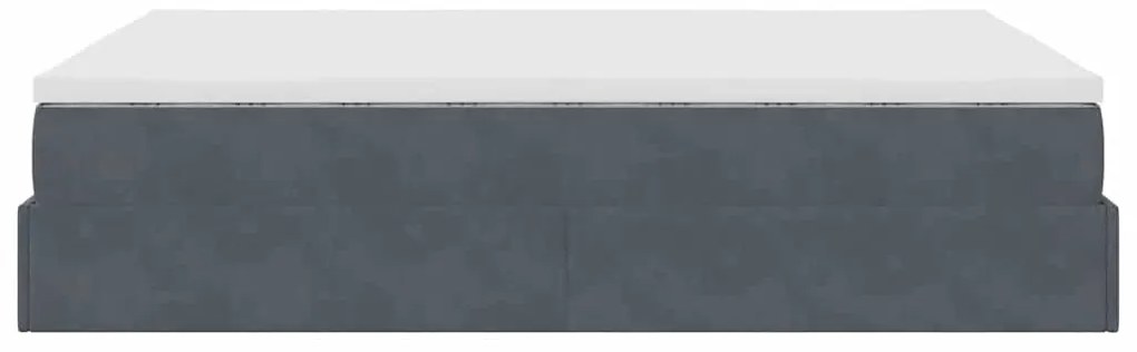 Estrutura de cama otomana com colchão 140x190cm cinzento escuro