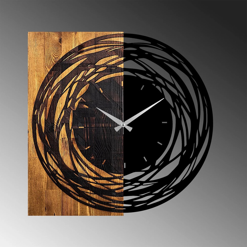Relógio de Parede Decorativo Mas-039 – Nogueira Clara e Preto – 58 x 3