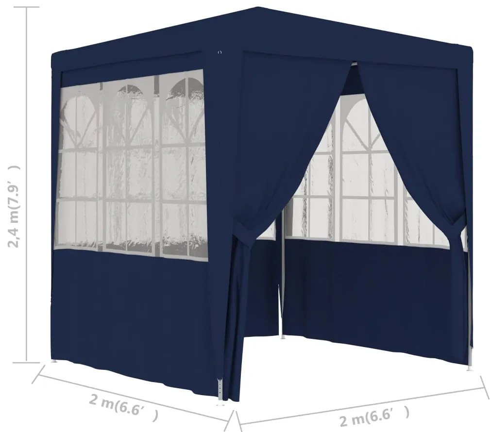 Tenda festas com paredes laterais 2x2 m 90 g/m² azul