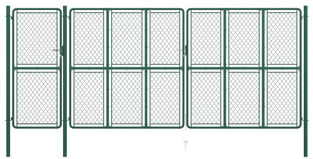 vidaXL Portão de jardim 175x495 cm aço verde