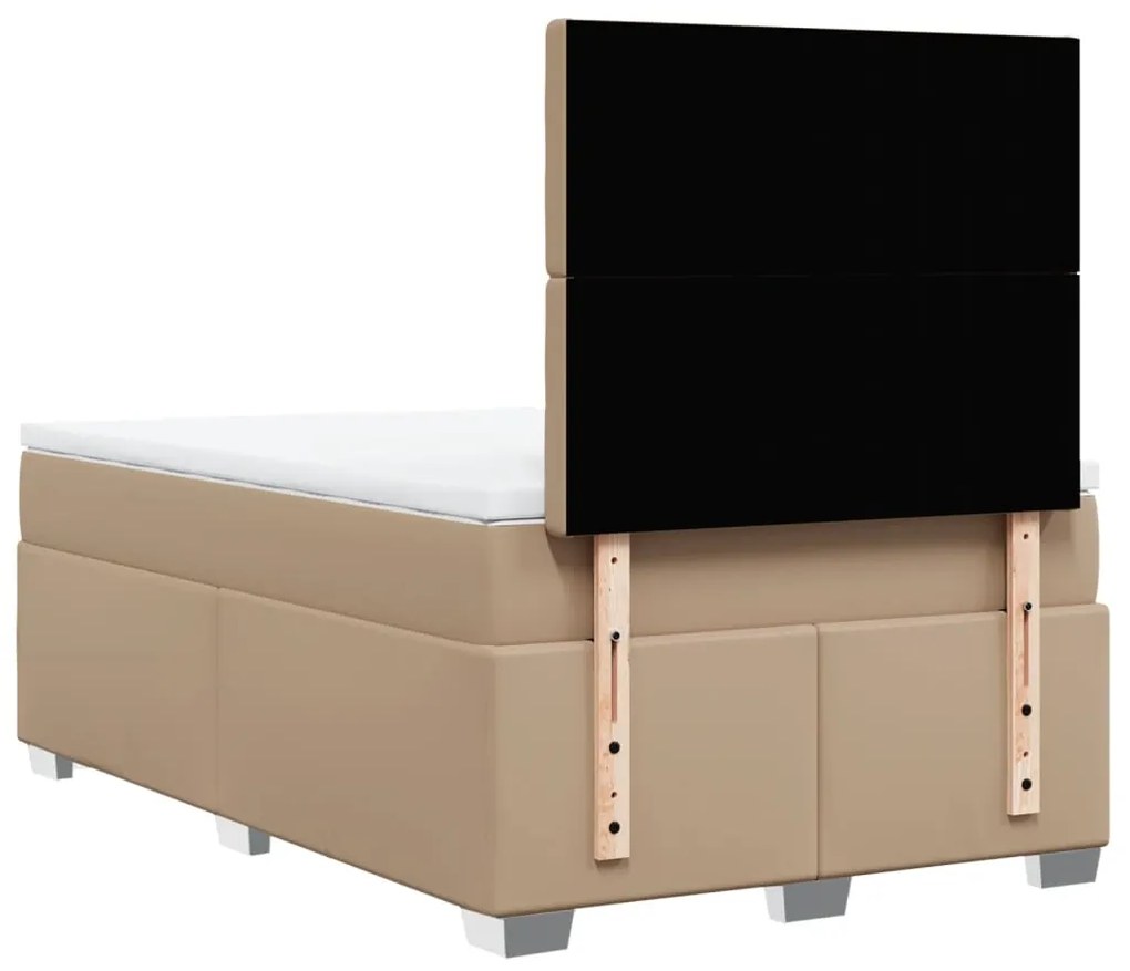 Cama com molas/colchão 120x200 cm couro artificial cappuccino
