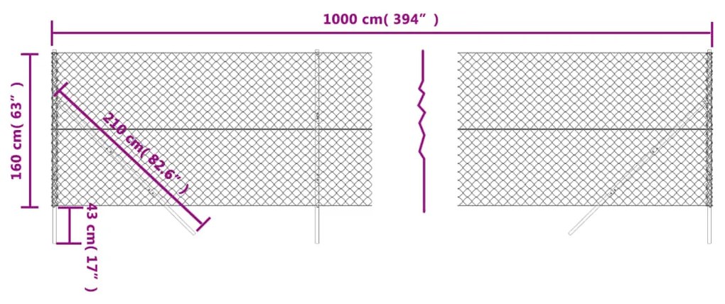 Cerca de arame 1,6x10 m antracite