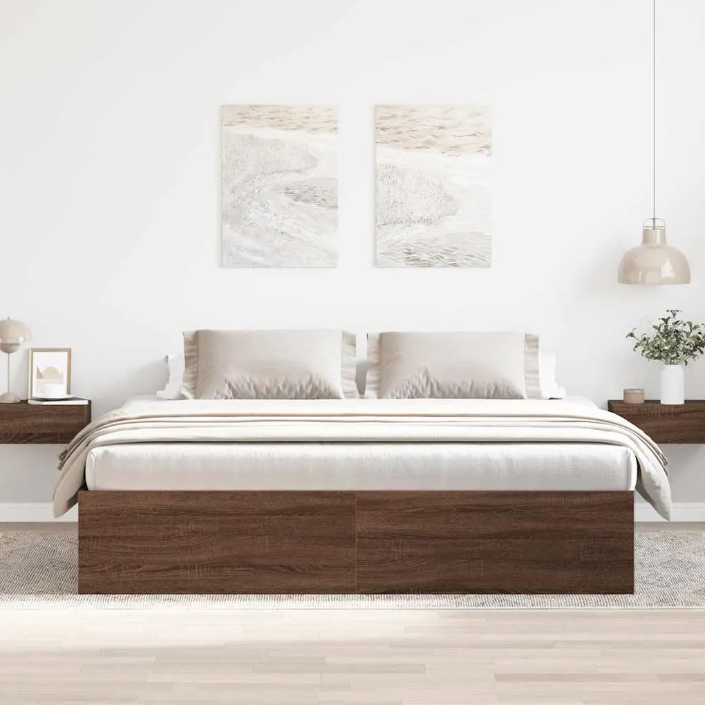 Estrutura de cama super king size 180x200 cm carvalho castanho