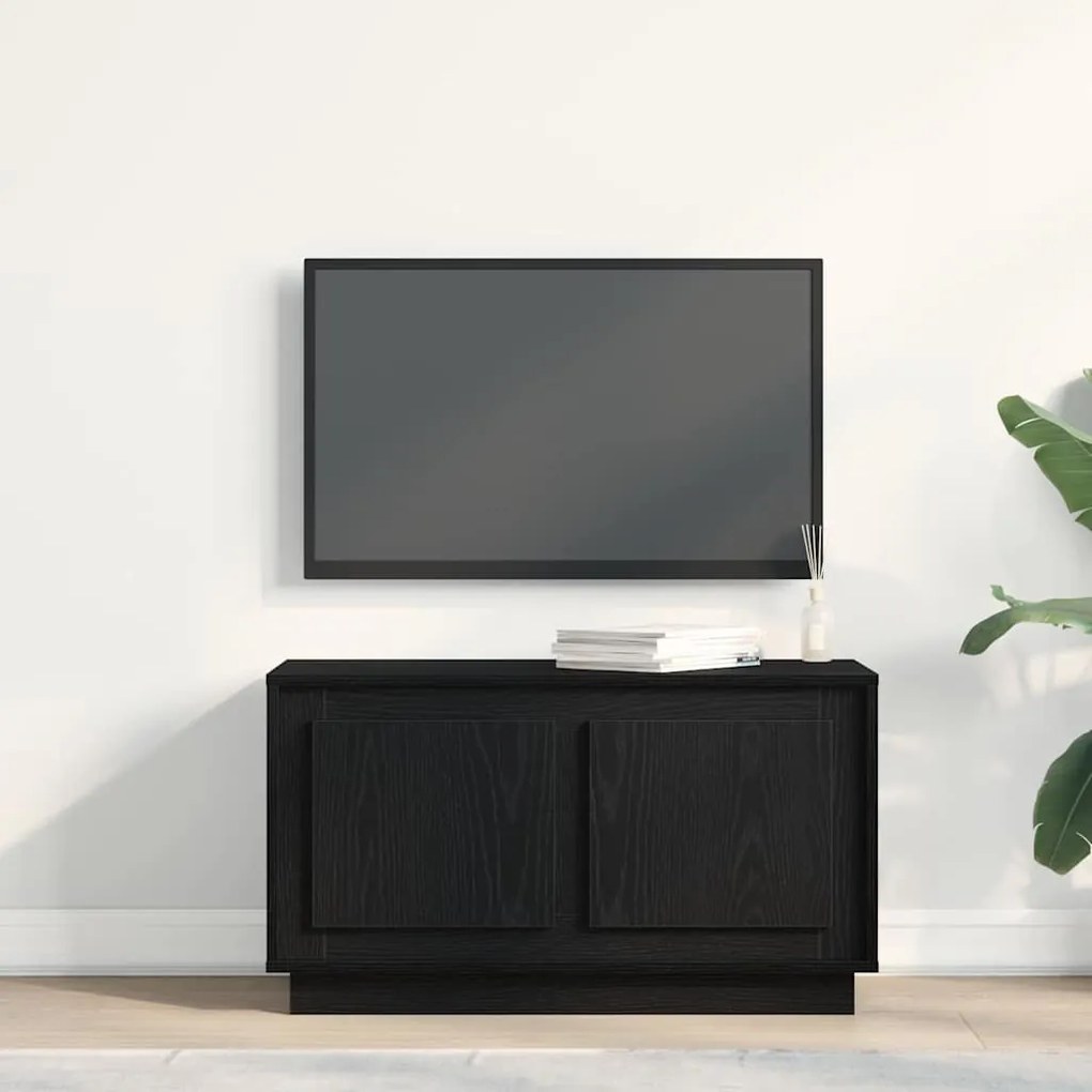 Armário de TV vidaXL Preto Carvalho 80x35x45 cm Madeira Engenharia