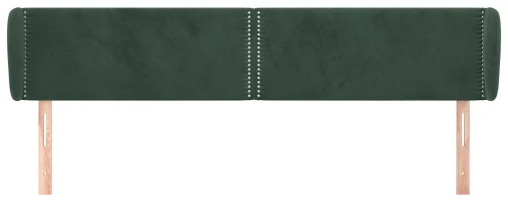 Cabeceira de cama c/ abas veludo 183x23x78/88cm verde-escuro