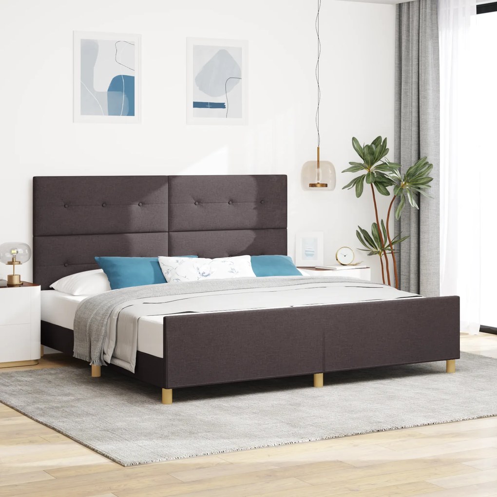 Estrutura de Cama vidaXL Castanho Escuro 200x200 cm Tecido
