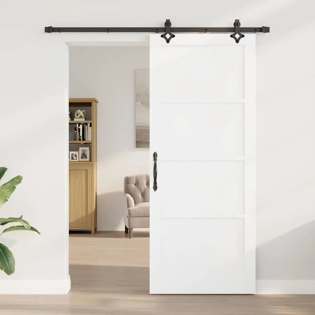 Porta Deslizante vidaXL com Conjunto de Ferragens Branca 86x211 cm Mad
