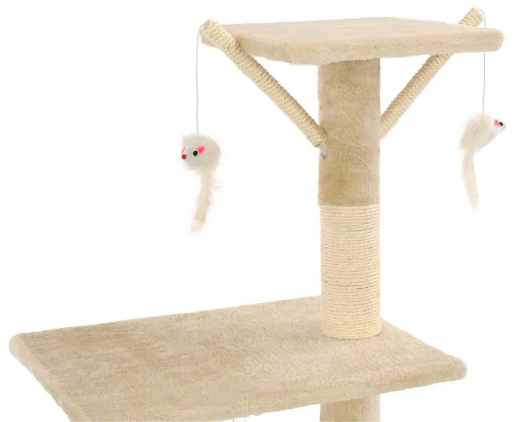 Árvore para gatos c/ postes arranhadores sisal 138 cm bege