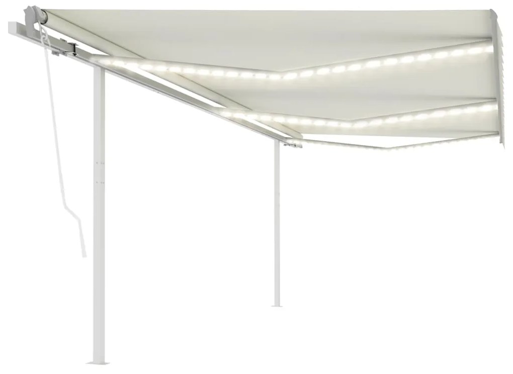 vidaXL Toldo automático com LED e sensor de vento 6x3 m cor creme