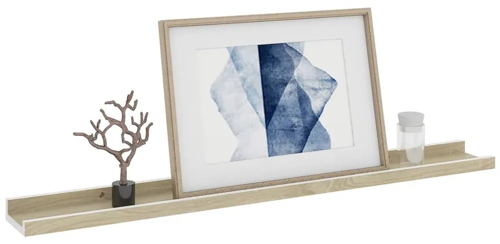 Prateleiras de parede 4 pcs 80x9x3 cm branco e carvalho sonoma