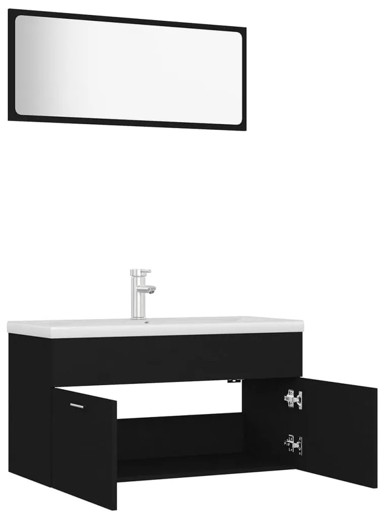 Conjunto de móveis de casa de banho derivados madeira preto