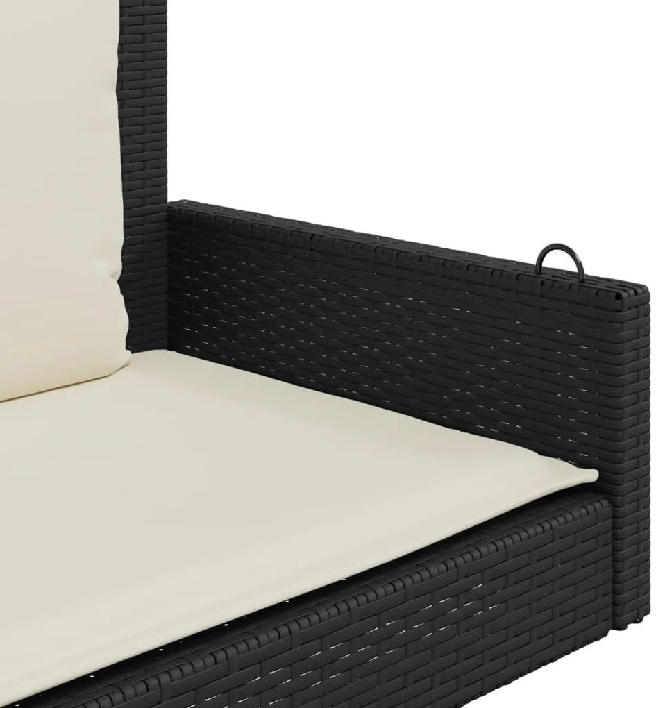 Banco baloiço com almofadões 119x56x48 cm vime PE preto