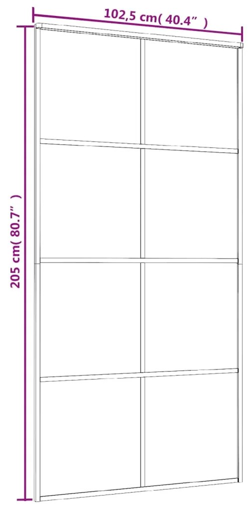 Porta deslizante vidro ESG fosco e alumínio 102,5x205 cm branco