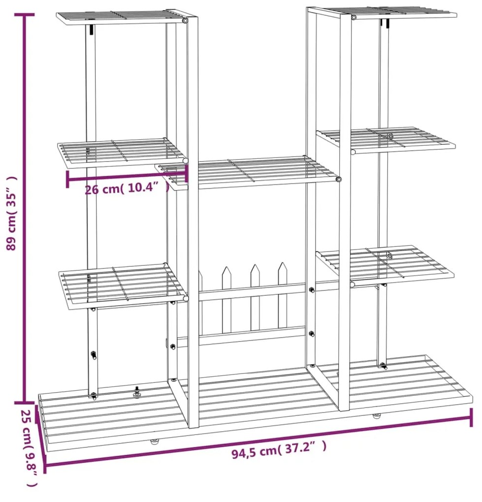 Suporte de vasos 94,5x25x89 cm ferro branco