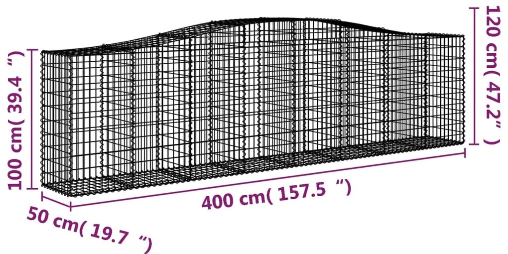 Cestos gabião arqueados 6pcs 400x50x100/120cm ferro galvanizado