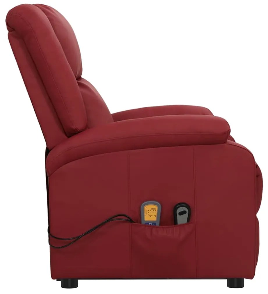 Poltrona massagens elevatória couro artificial vermelho tinto