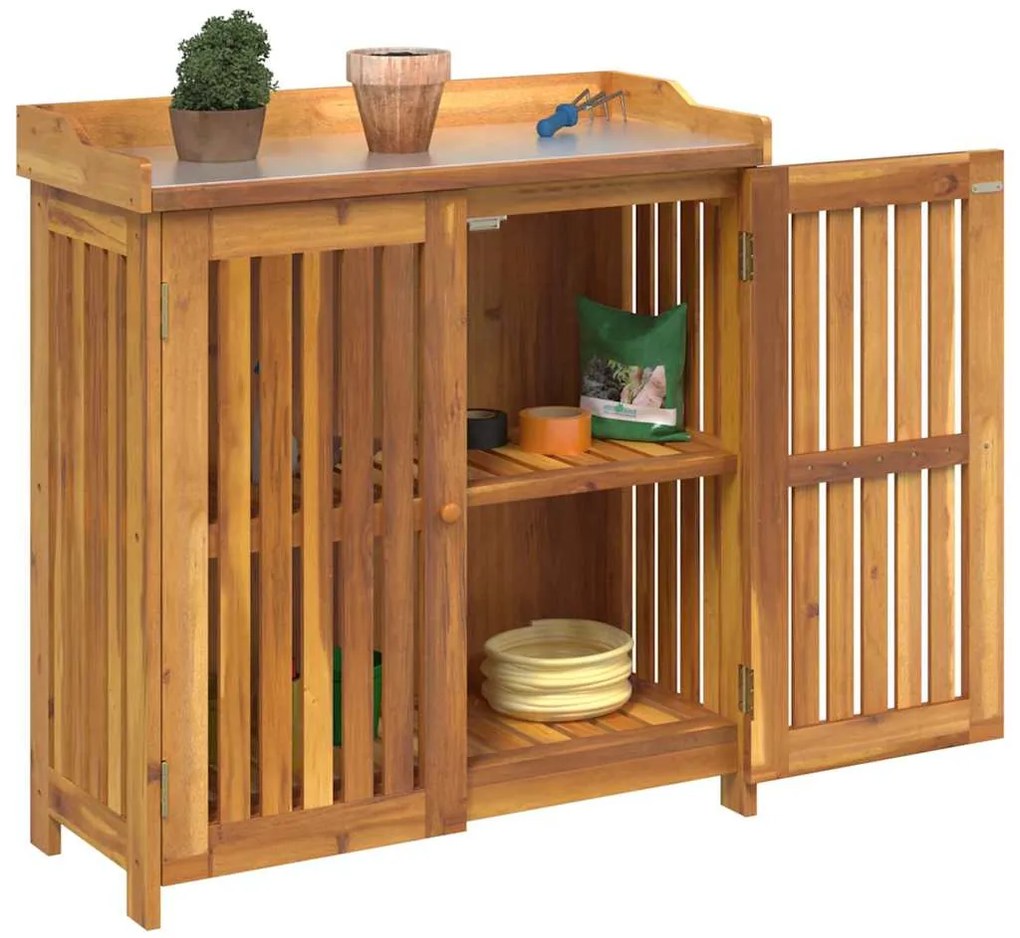 Armário de Jardim com armazenamento com porta Castanho 78 x 36.5 x 78c