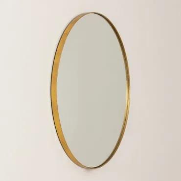 Espelho redondo de parede para banheiro de metal Fransees Dourado - Sklum