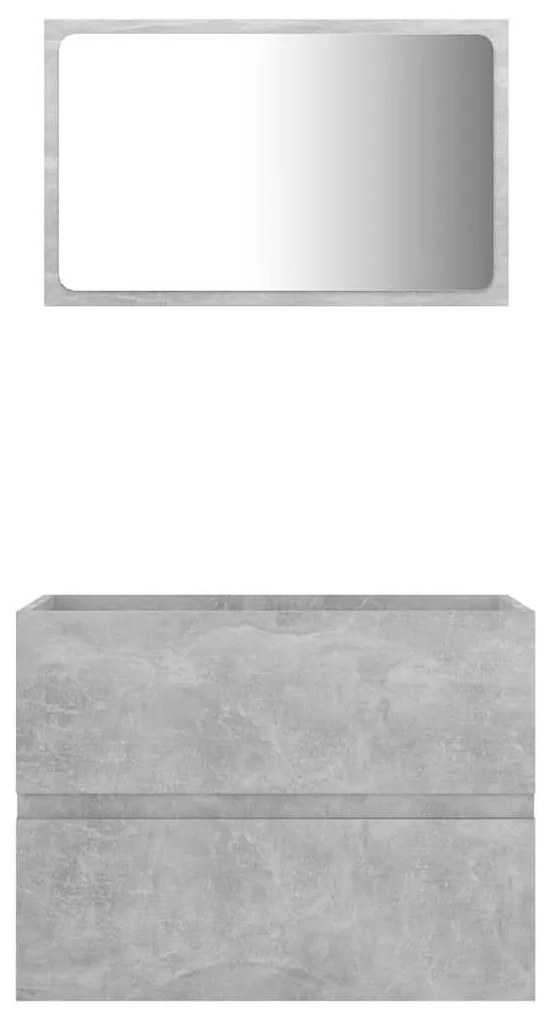 2 pcs conj. móveis casa de banho contraplacado cinzento cimento