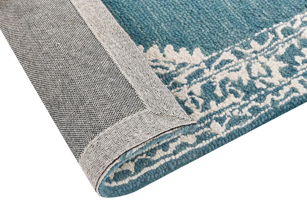 Tapete de lã azul e branca 80 x 150 cm GEVAS Beliani