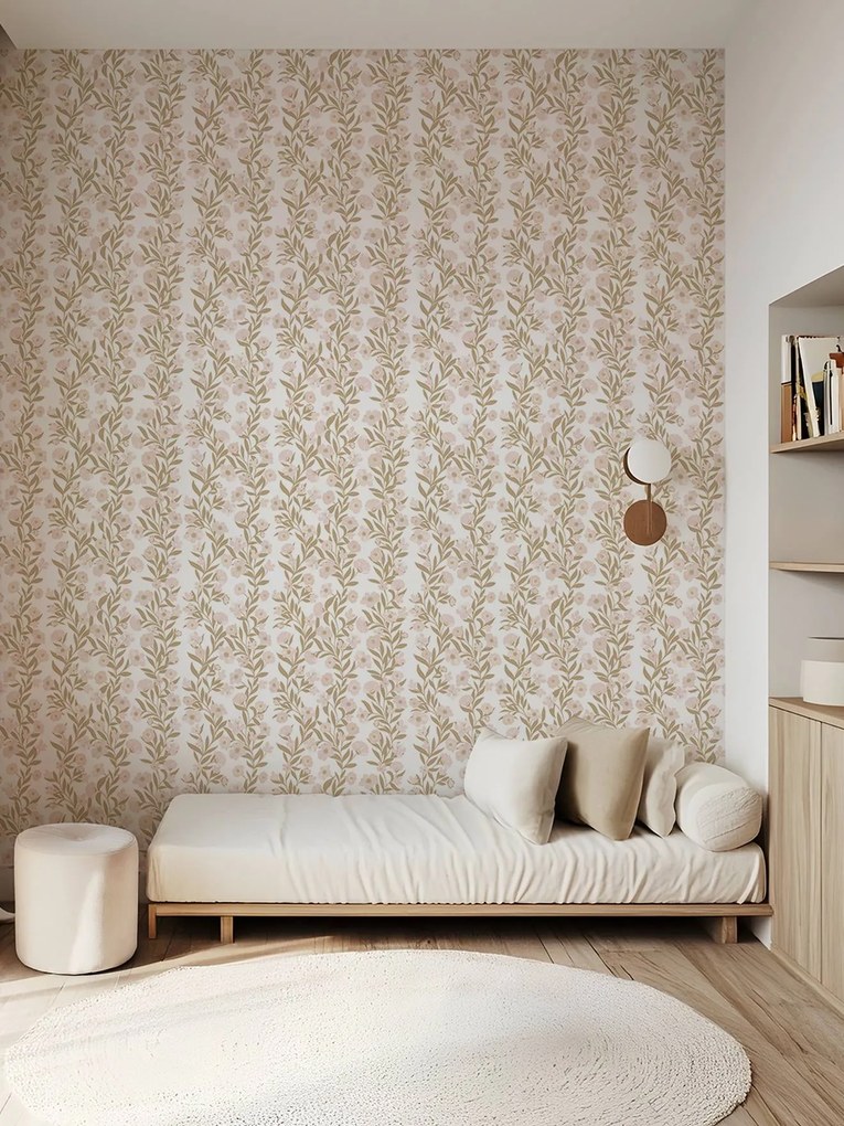 Papel de parede Grinalda de Flores, da LILIPINSO rosa