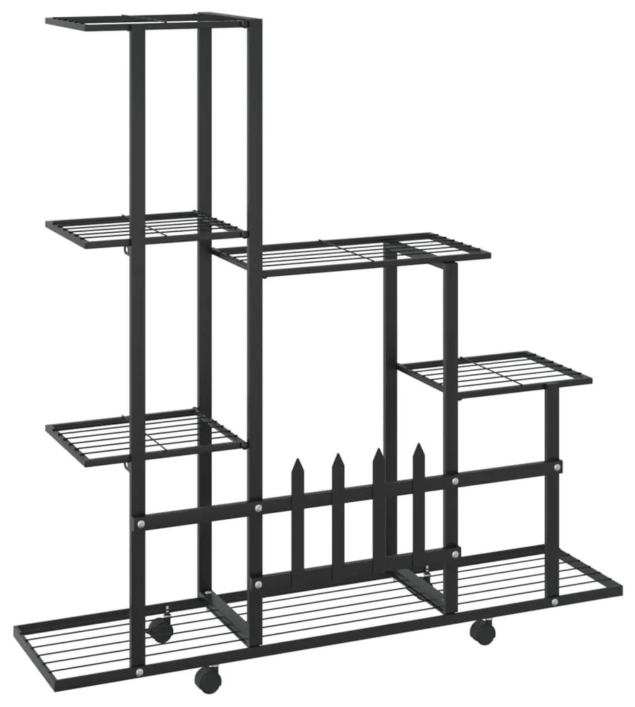 Suporte de vasos c/ rodas 94,5x25x92,5 cm metal preto