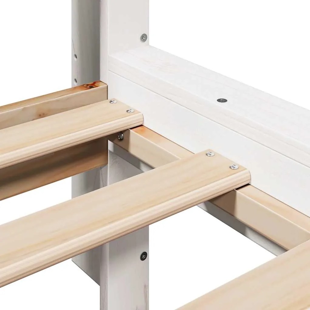 Cama com estante sem colchão 140x190 cm pinho maciço branco