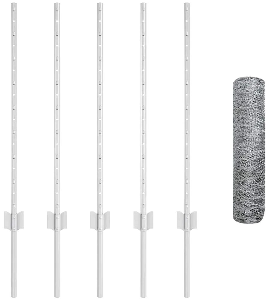 Postes de Cerca vidaXL 5 pcs U-Channel 80 cm Aço Galvanizado