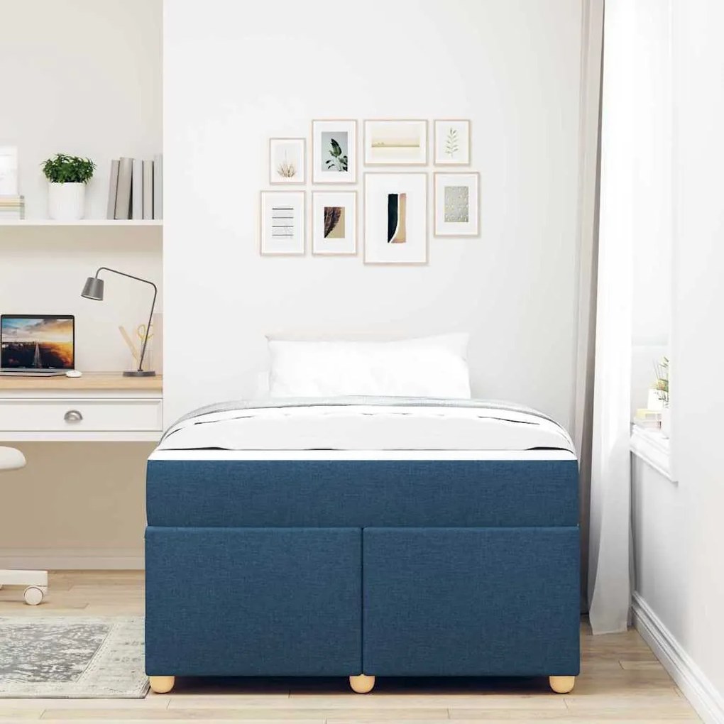 Estrutura de cama com colchão Outros Azul 120 x 200 cm tecido