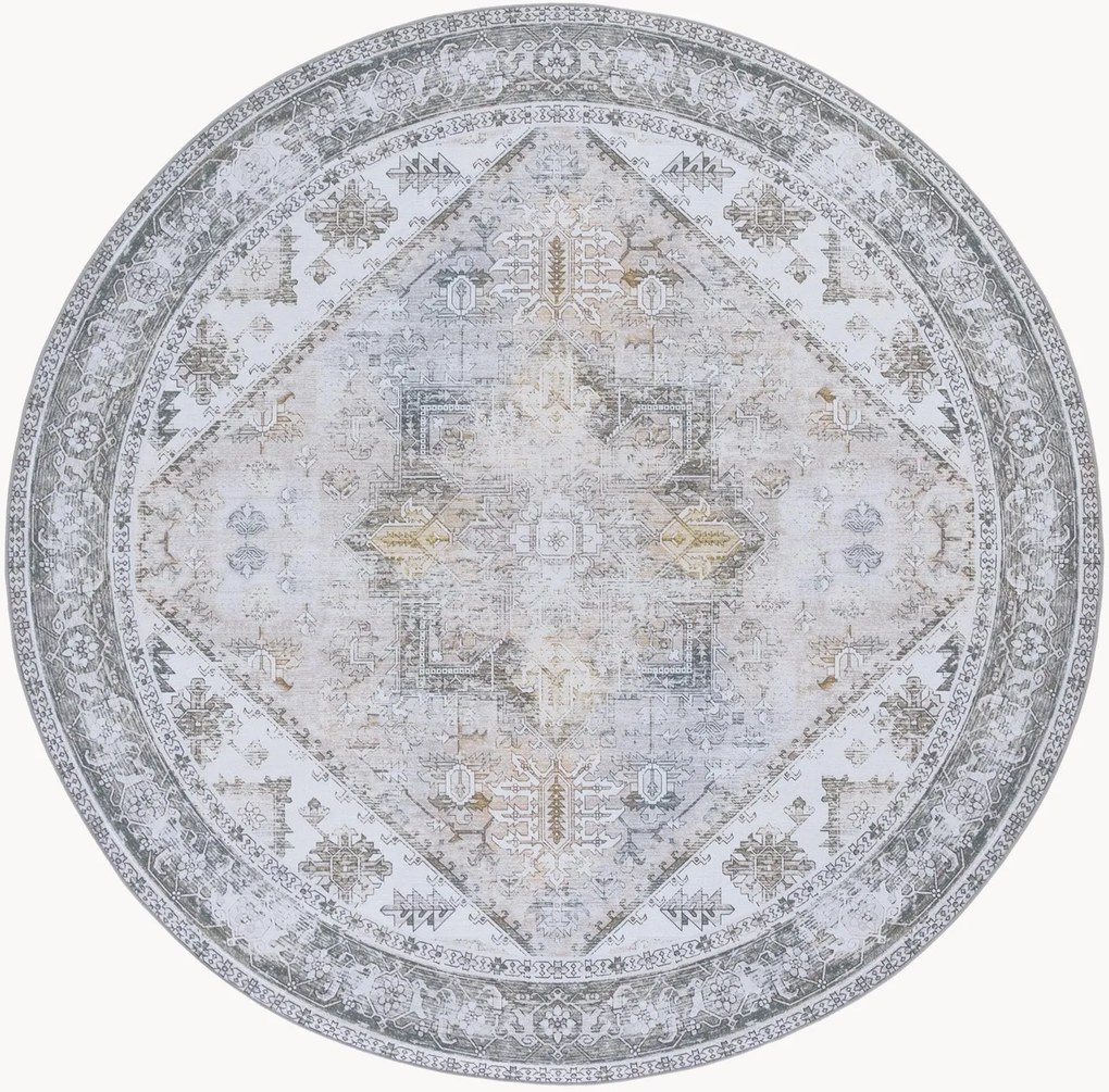 Tapete redondo artesanal de pelo curto lavável Kushim