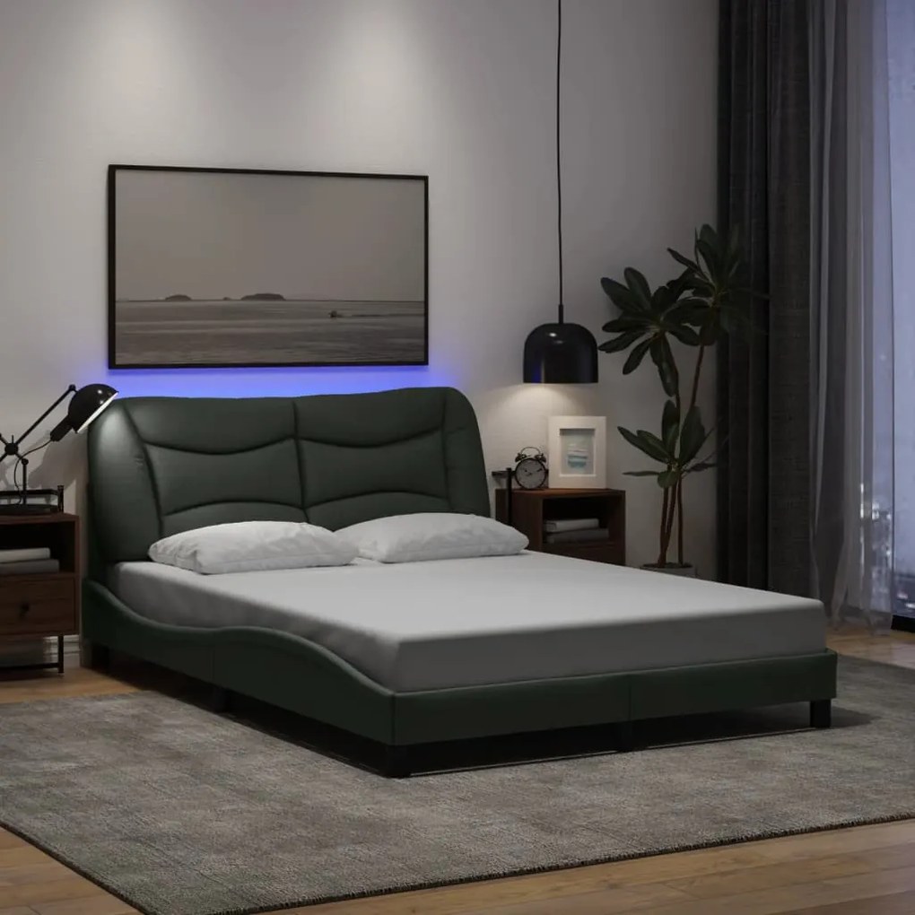Estrutura de cama com LED sem colchão 120x200 cm tecido