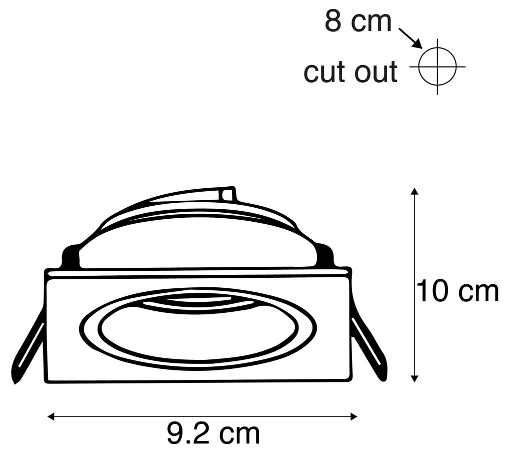 Conjunto de 6 Foco de encastrar moderno preto 9,3cm orientável - CHUCK