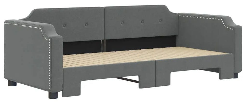 Sofá-cama com gavetão 100x200 cm tecido cinzento-escuro