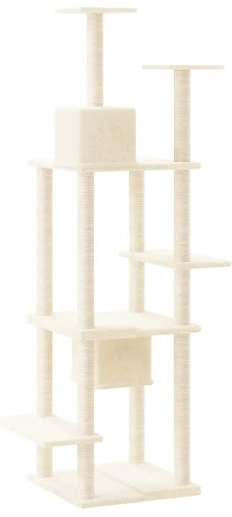 Árvore p/ gatos c/ postes arranhadores sisal 176 cm cor creme