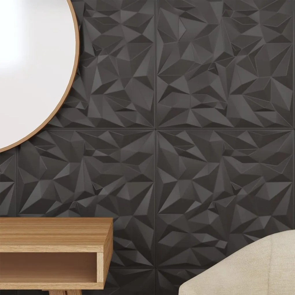 Painéis de parede 48 pcs 50x50 cm 12m² XPS ametista preto