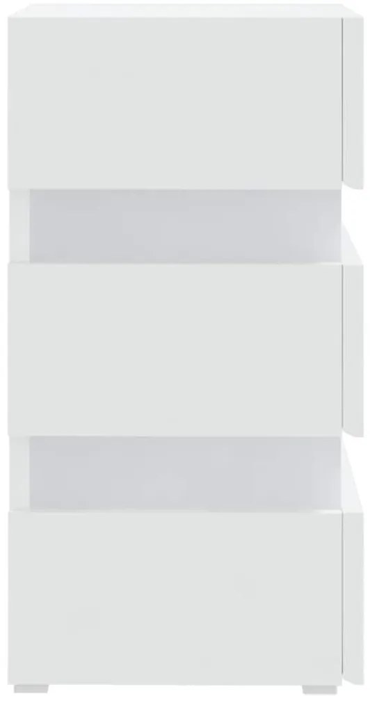 Mesa de cabeceira c/ luzes LED derivados de madeira branco