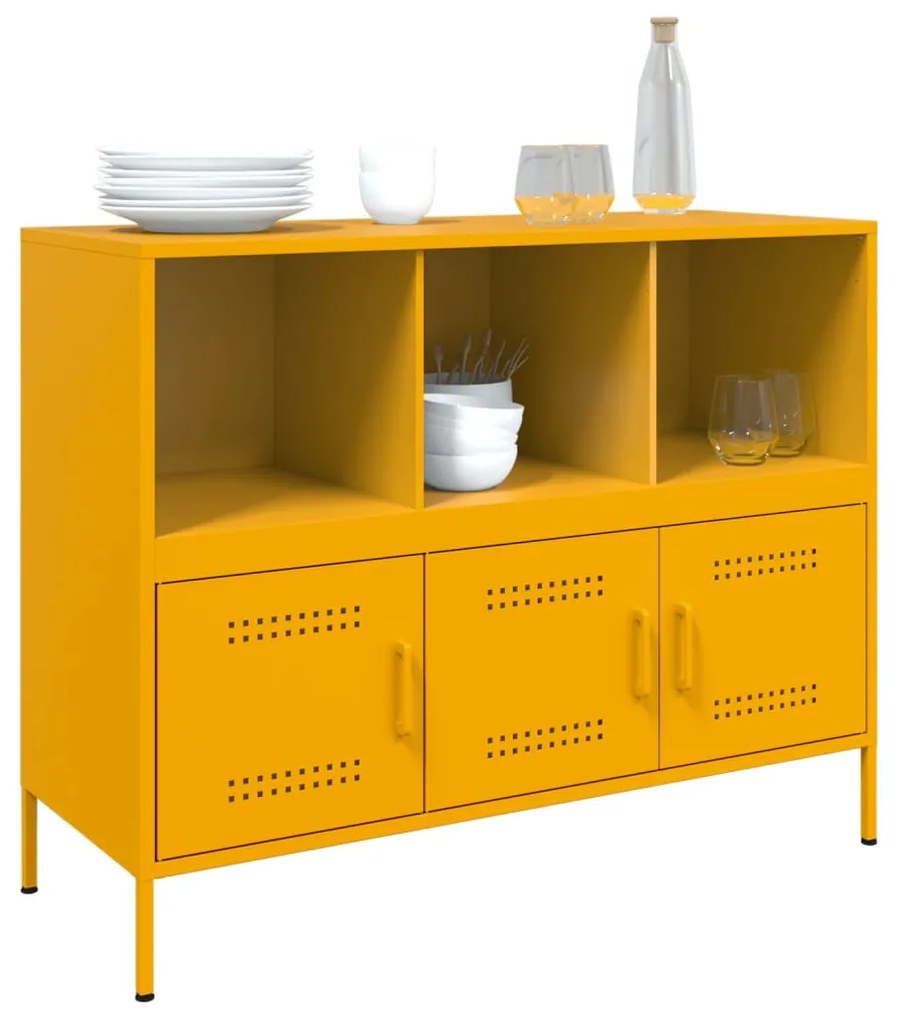 Aparador 100,5x39x79 cm aço amarelo mostarda