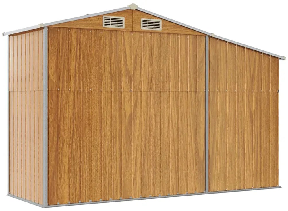Abrigo de jardim 277x93x179 cm aço galvanizado castanho