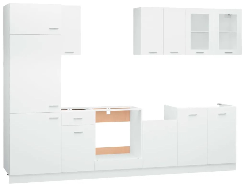 8 pcs conjunto armários de cozinha contraplacado branco