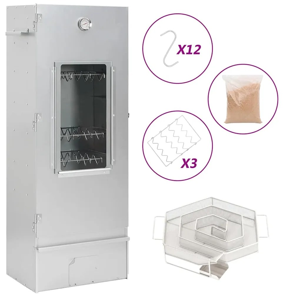 vidaXL Defumador p/ churrasqueira c/ gerador fumo frio aço galvanizado