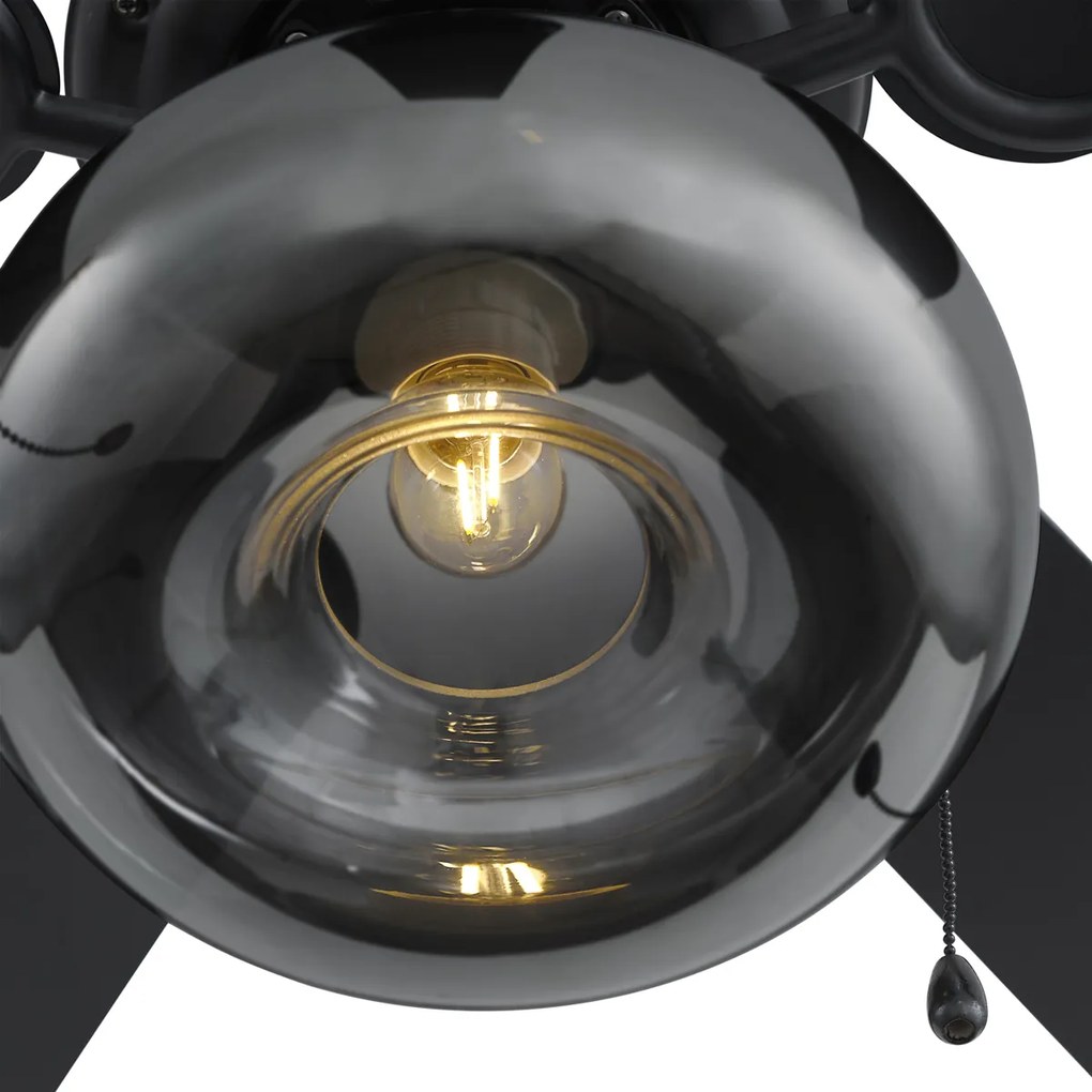 Ventilador de teto preto 107,5cm com interruptor de tração - Mistral Busa Art Deco,Industrial