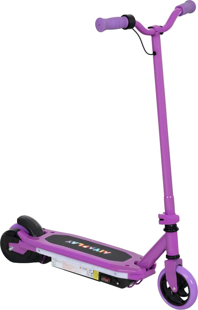 AIYAPLAY Trotinete Elétrica para Crianças 6-14 Anos 10 Km/h LEDs e Travão Elétrico Roxo | Aosom Portugal
