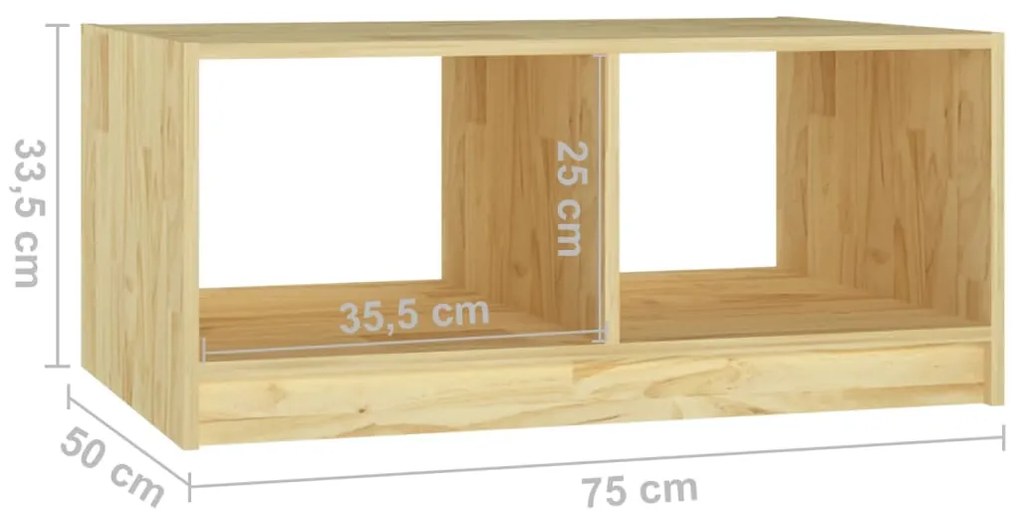 Mesa de centro 75x50x33,5 cm madeira de pinho maciça