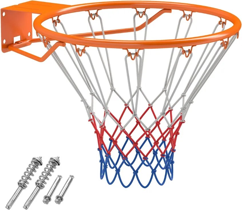 Aro de basquetebol de 45 cm montado na parede com mola dupla Rede Laranja