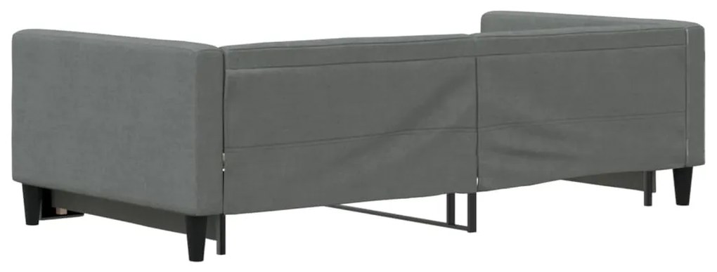 Sofá-cama com gavetão 100x200 cm tecido cinzento-escuro