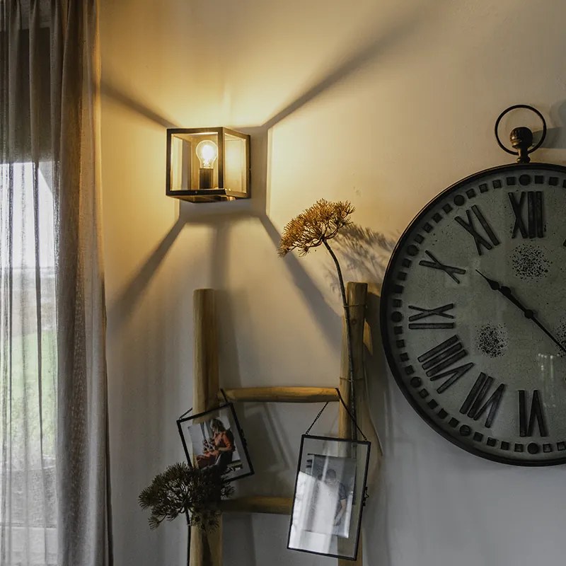 Candeeiro de parede industrial preto - Cage