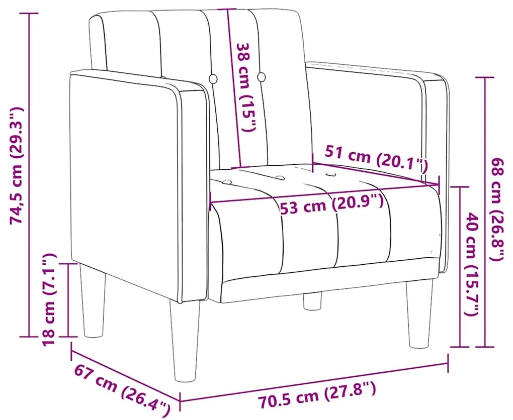 Poltrona com apoio de braços 53 cm veludo cinzento-escuro
