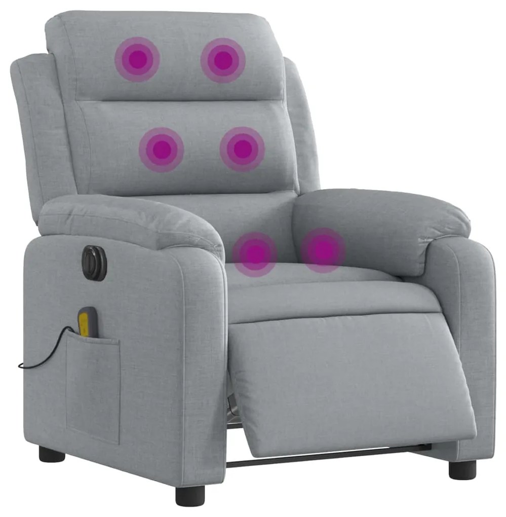 Poltrona de massagens reclinável elétrica tecido cinzento-claro