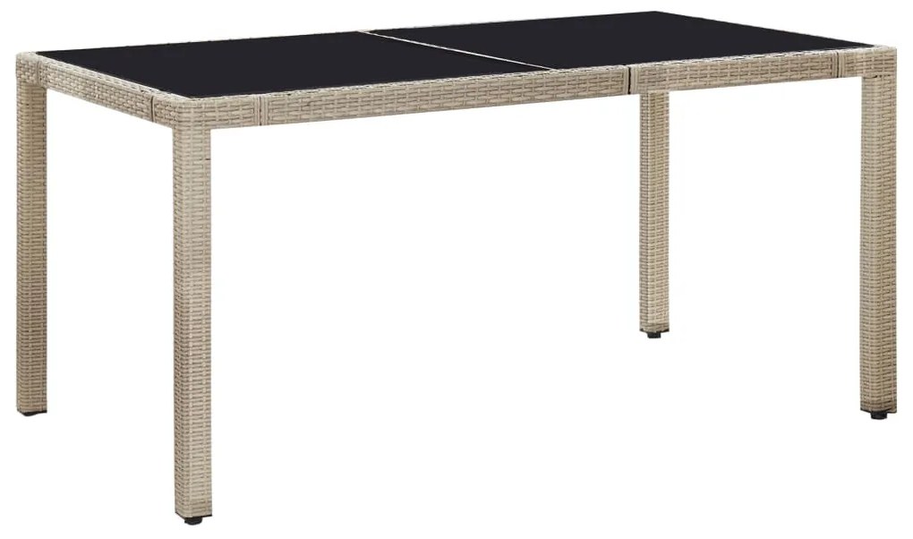 7 pcs conjunto jantar exterior com almofadões vime PE bege